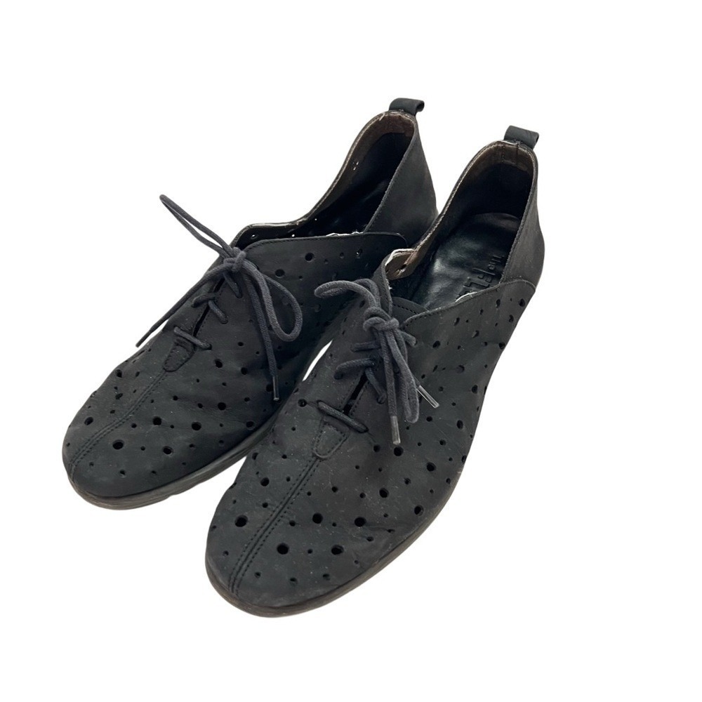 The FLEXX Black Leather Perforated Lace Up Shoes Lagenlook Art to Wear 9.5 EU 41 - Picture 3 of 10